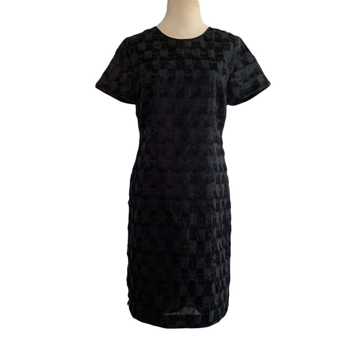 Banana Republic Black Fringes Short Sleeve Sheath Dress Size 4